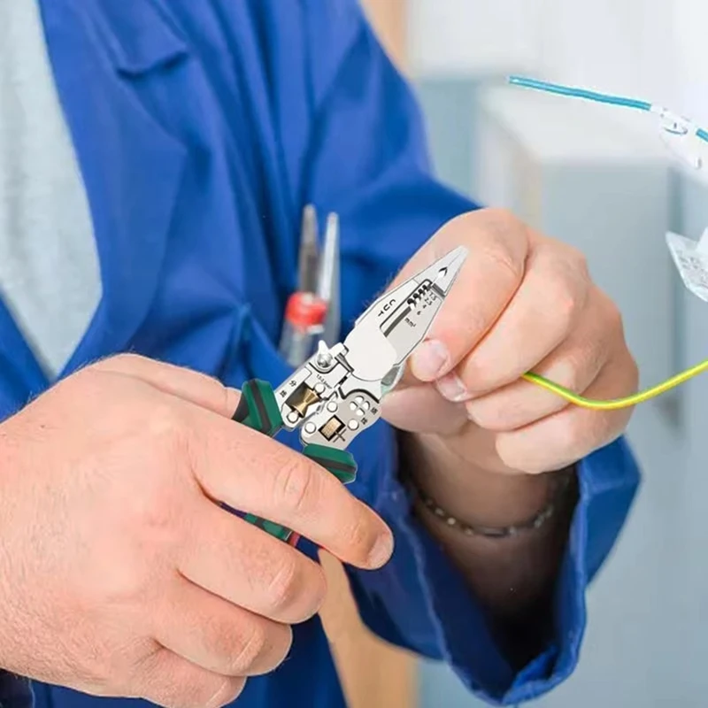 Wire Cutter Tool 10 In 1 Electrical Cable Stripper Plier Voltage Tester Scissors With Electricity Measurement Function - 3