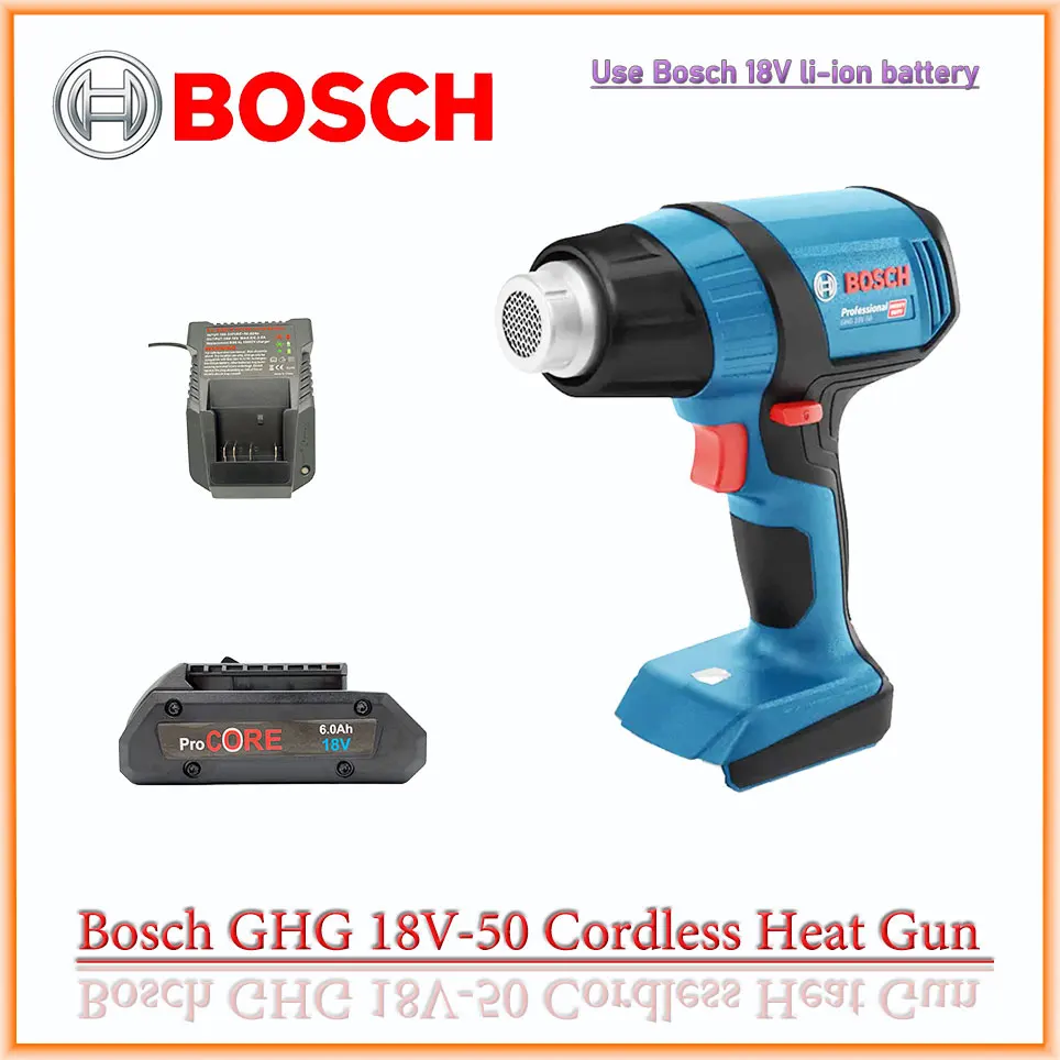 Bosch 18v Ghg 18v50 Cordless Heat Gun 300°c/500°c Rechargeable