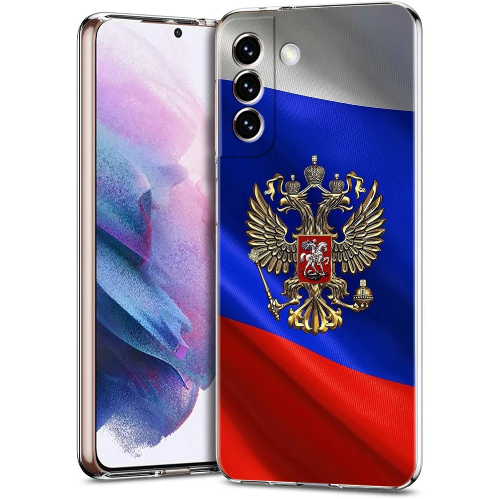 Russische flagge fall für samsung s24 s23 s22 s20 s21 fe ultra s24 s23 s10 s10e s9 s8 plus 5g transparente telefon hülle coque tasche tpu – Detail 2