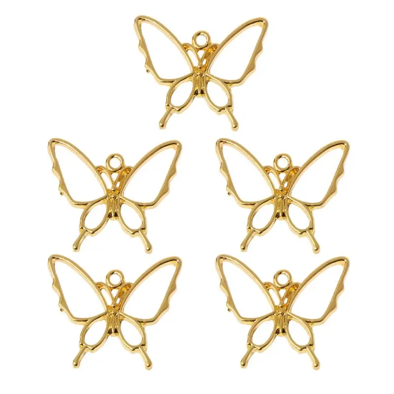 5Pcs Hollow Butterfly Cabochon Frame Pendant Set for UV Resin DIY Craft