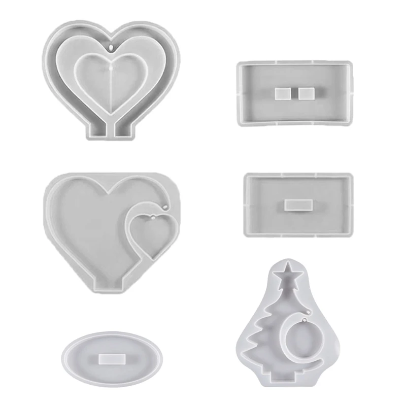 

M2EA Heart Photo Frame Glue Mold Diy Desktop Decoration Christmas Tree Double Loves Photo Frame Ornaments Silicone Mold