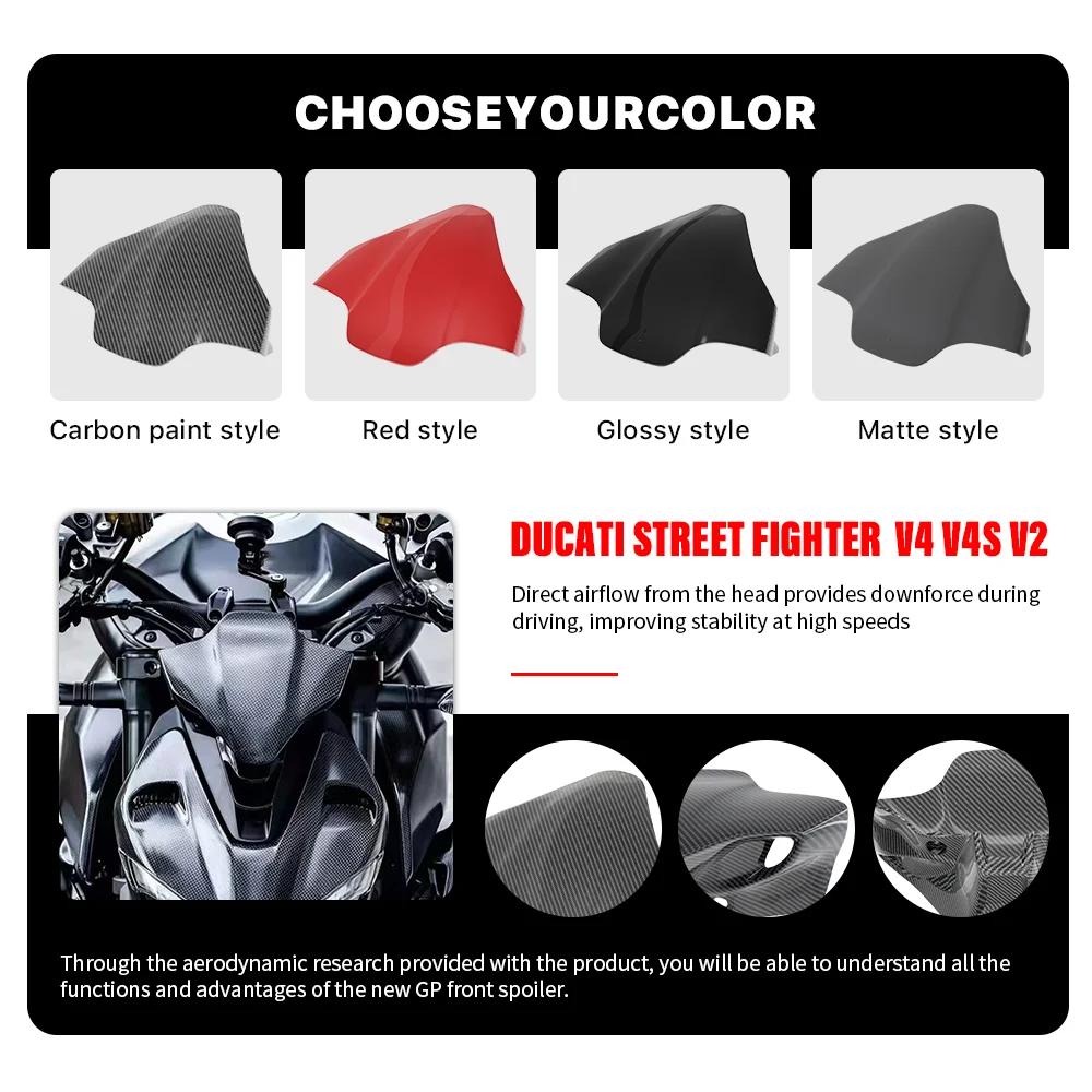 Motorcycle Front Windshield Windshield Fairing Front Cover Spoiler For Ducati Street Fighter V4 V2 V4S