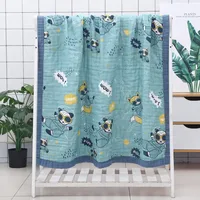 150*200cm Children Adults 6 Layer Cotton Gauze Muslin Travel Blanket Airplane Home Soft Summer Nap Throw Blanket for Sofa or Bed 2