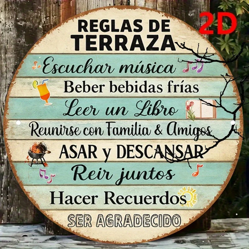 Vintage Spanish Patio Rules Aluminum Sign