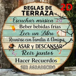 Vintage Spanish Patio Rules Aluminum Sign - 7.87x7.87in(20x20cm) (MULTI)