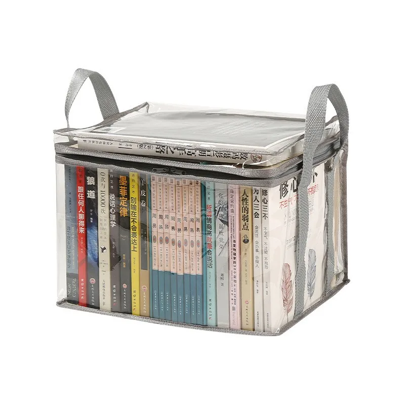 Foldable Book Box Handbag Student Dormitory Classroom Book Organizer Transparent Waterproof Household Organizing StorageBox