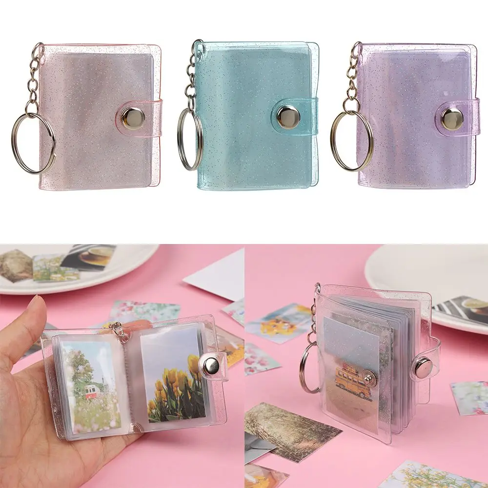 Hengxinchen - 6 Portachiavi Con Mini Album Fotografico - Portachiavi Personalizzabile Con 18 Tasche Trasparenti (6 Colori)