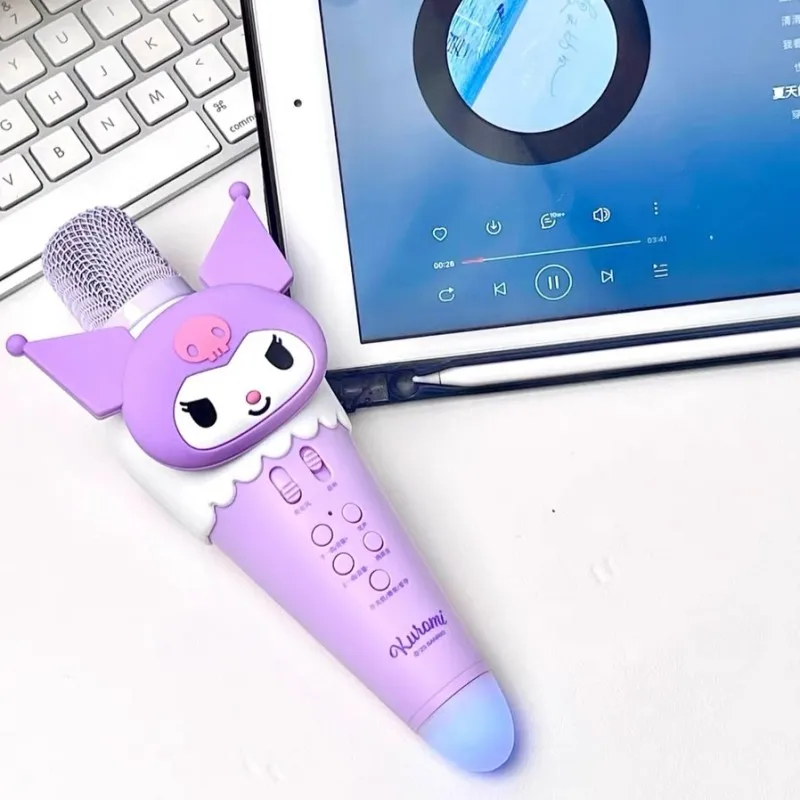 

Sanrio Anime Hello Kitty Kuromi Kawaii Vocal Karaoke Singing Machine Audio Microphone Wireles Bluetooth Gifts Toys Cute Gift
