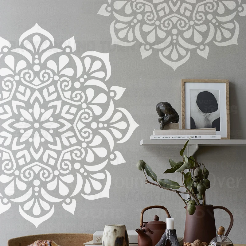 Estêncil para Pintura de Parede 40cm80cm Modelo Decoração Fabricantes de Móveis Decorativos para Pintar Tijolo Vidraceiro Mandala Flor Redonda S309