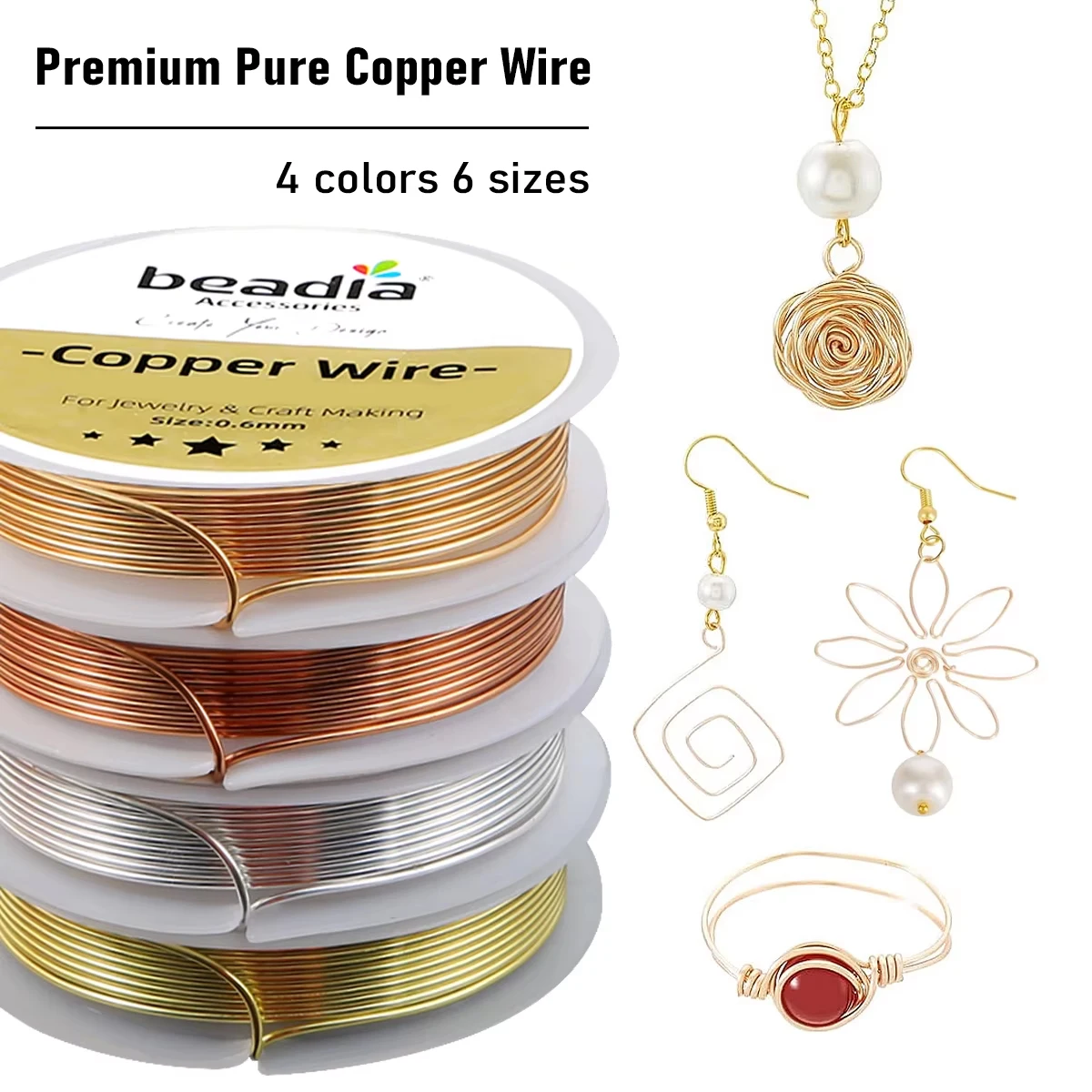 Premium Pure Copper Wire - Long-Lasting Color, Anti-Corrosion, High Flexibility for Jewelry Crafting and Beading