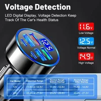UYUXIO USB C Car Charger Adapter with Voltage Display 6 in 1 Super Fast in Car for iPhone 16 15 Pro Max Samsung Android Phone - Image 4