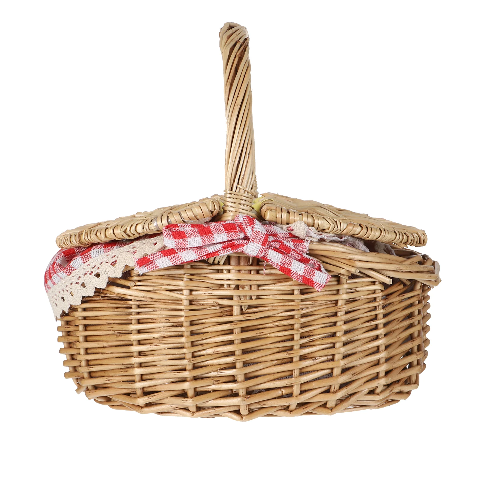 

Basket Storage Wicker Woven Picnic Flower Willow Baskets With For Bread Fruit Handles Handheld Flowers Kitchen Vegetable Easter