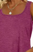 Plus size women's solid color polyester fiber with elastic summer U-neck dolphin hem simple with classic of American casual vest - Image 5