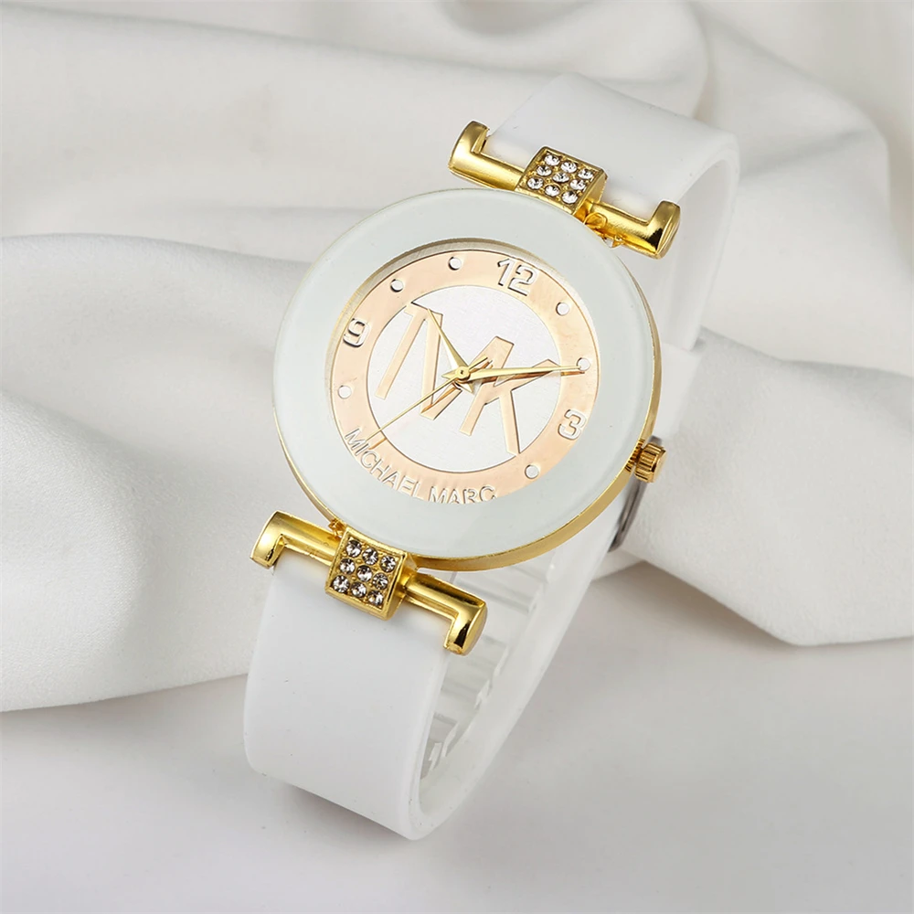 Fashion TVK Brand Women's Watch Simple Luxury Rhinestone Watch for Women Quartz Watch Casual Silicone Strap Ladies Clock