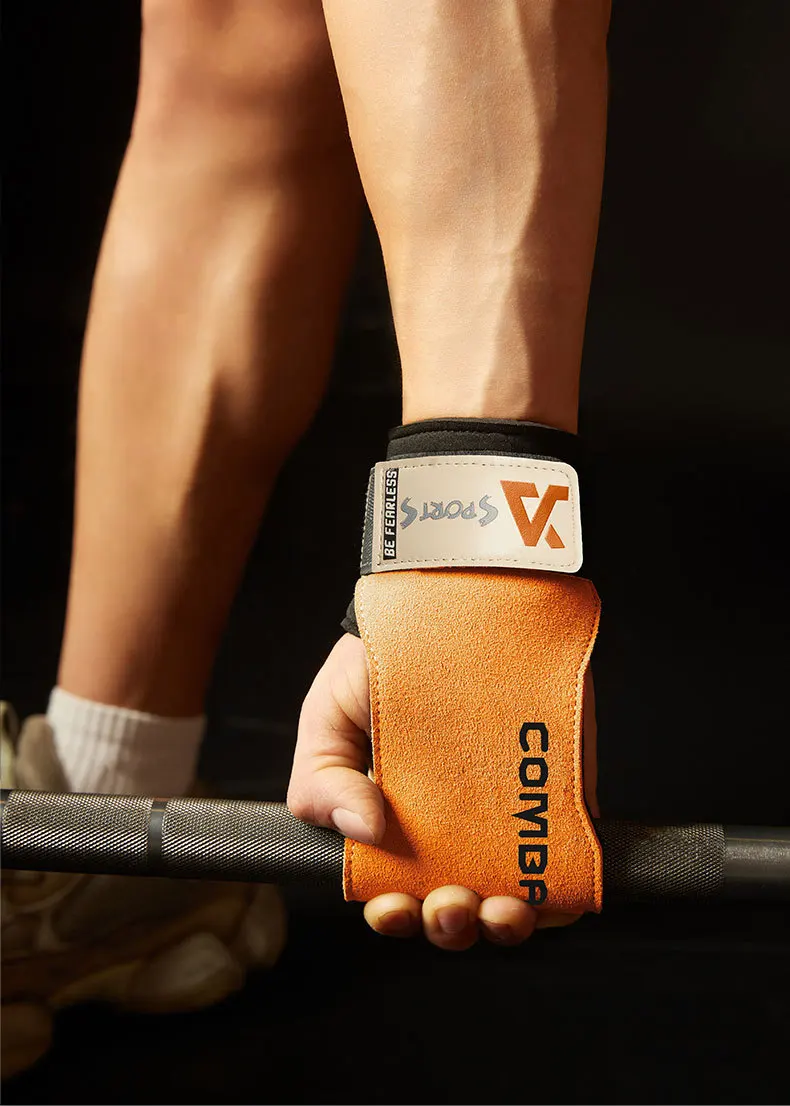 Professional Cowhide Leather Gym Grips For Weight Lifting Pads_voghion.com