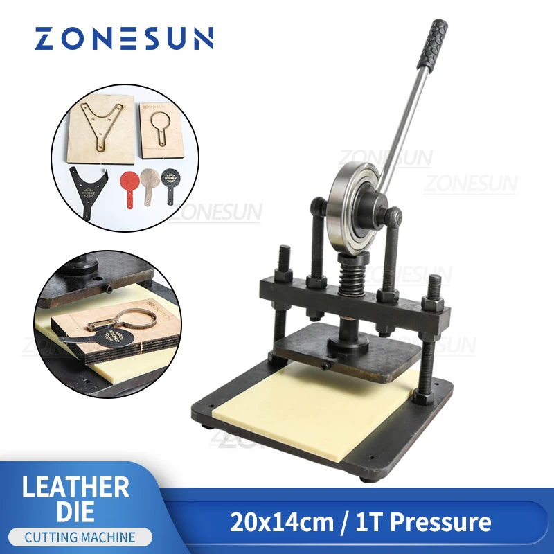 

ZONESUN 20x14 см, двухколесная ручная машина для высечки кожи, ручная пресс-форма, резак для кожи и бумаги