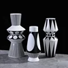 Simple Modern Black White Ceramic Vase Flower Arrangement Container Irregular Geometric Vase Living Room Countertop Decoration 2