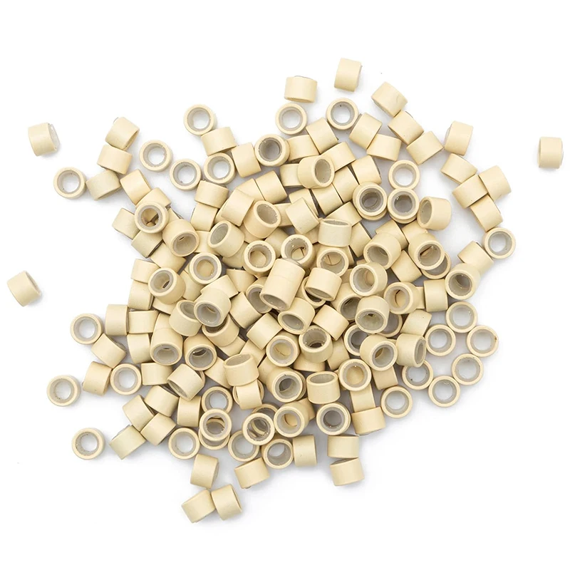 100개 5.0*3.0*3.0mm 마이크로 실리콘 라이닝 링/링크/비즈 마이크로 링 링크 크림프 비즈 헤어 익스텐션 도구