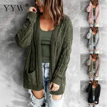 

New Fashion Spring Women's Knitted Cardigans Sweater Long Sleeve Loose Coat Casual Thick Jacket Solid Color Female Tops 2022
