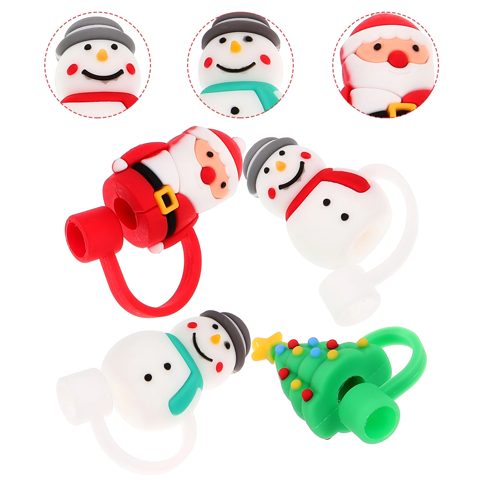 4 Pcs Christmass Straw Toppers 2 | 4 Pcs Christmass Straw Toppers 2