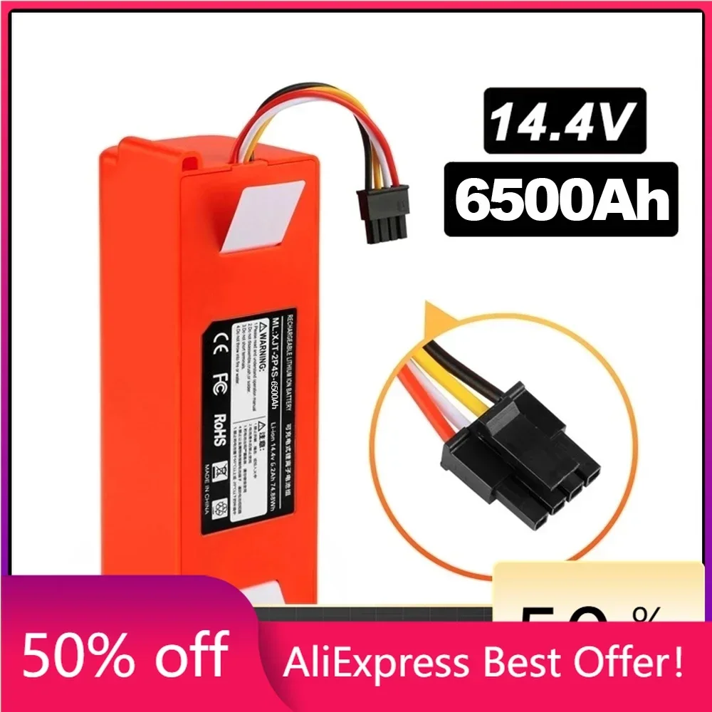

14.4V 6500mAh Robotic Vacuum Cleaner Replacement Battery For Xiaomi Roborock S55 S60 S65 S50 S51 S5 MAX S6 Parts