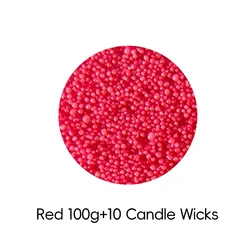 Vibrant Wax Sand for Creative Candle Making - Ideal for Arts, Crafts, and Unique Party Decor (Red 10Wicks)