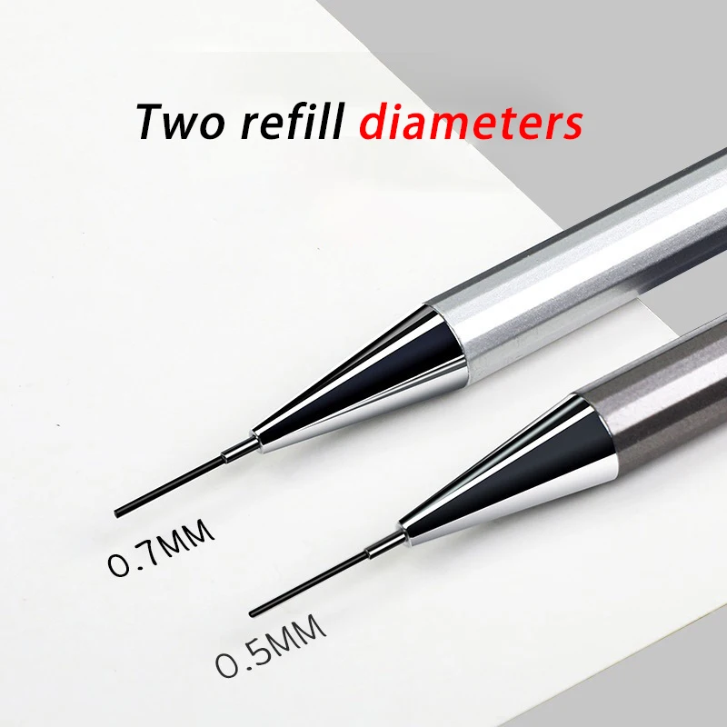 Metal Automatic Mechanical Pencil Private Custom Logo Heavy Feel 0.7mm School Student Stationery Supplies Drawing Sketch Pencil