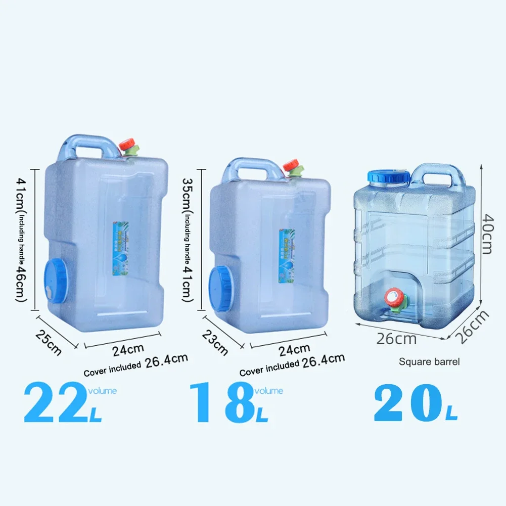 18/20L Camping Water Container Car Water Bucket Leak-proof Large Capacity Canister Tank for Outdoor Travel Driving Camping