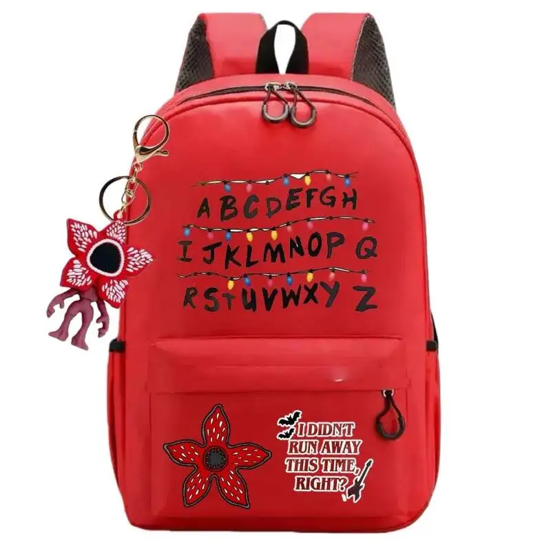 New 24 Alphabet Printed Backpack Cute TV Carnivorous Plant With Pendant Schoolbag Big Space For Boy And Girl Back To School Gift 6
