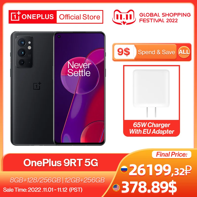 OnePlus 9RT 9R T 5G Smartphone Globale Rom Multi sprache 8GB 128GB Snapdagon 888 120Hz 6,62 zoll AMOLED 65 Warp Lade