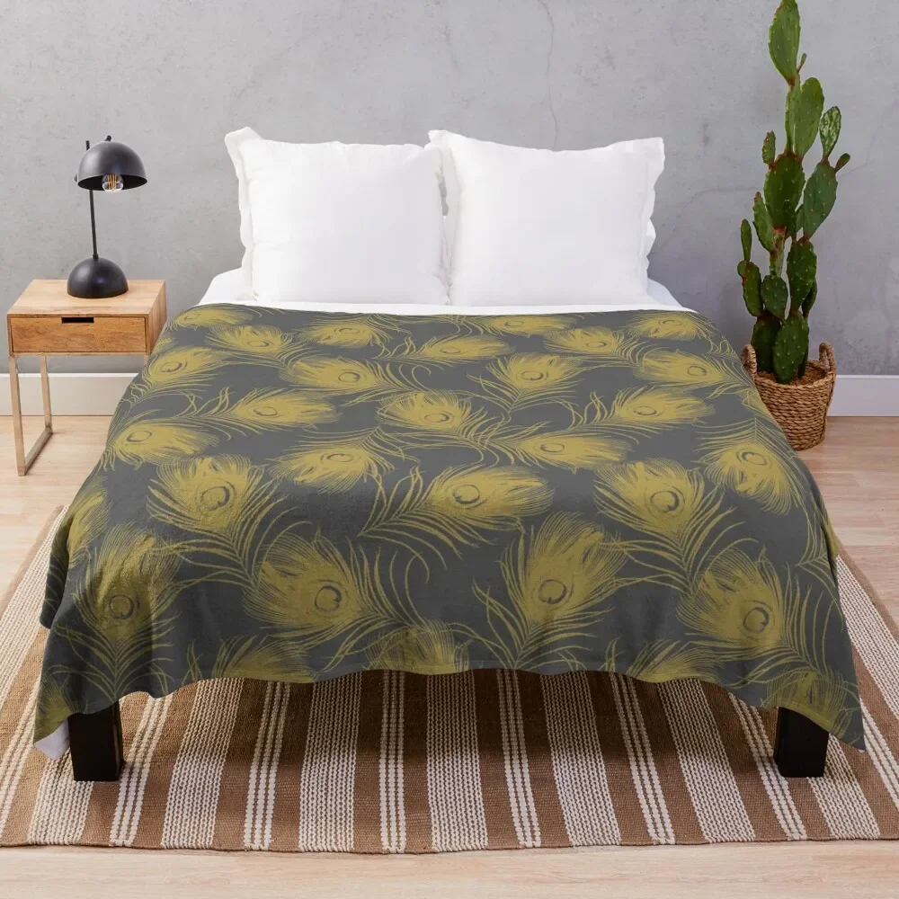 

Peacock Feathers Pattern Throw Blanket Hairys Decorative Throw warm for winter blankets ands Blankets