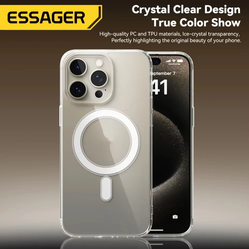 Essager Magnetic Clear Protective Case with Wireless Charging Support
