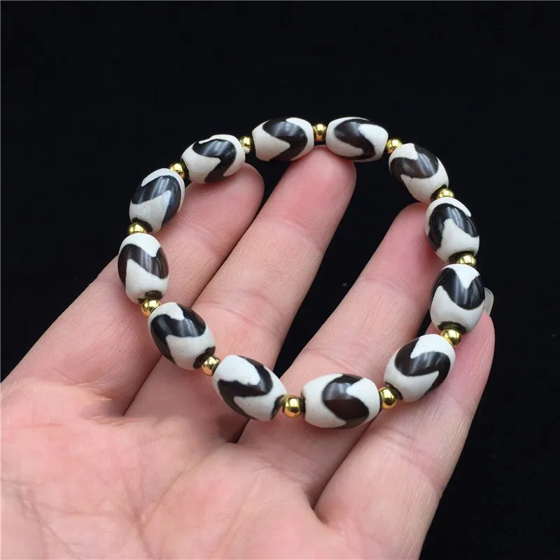 

Natural Stone Vintage Agate Black White Men's Ladies Bracelet Quartz Bracelet Jewelry Gift