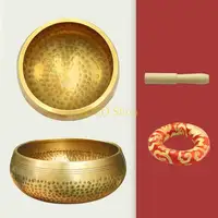 X22D Tibetan Singing Bowl with Cushion Meditation Sound Bowl Handcraft Gift for Yoga Healing Balancing 1
