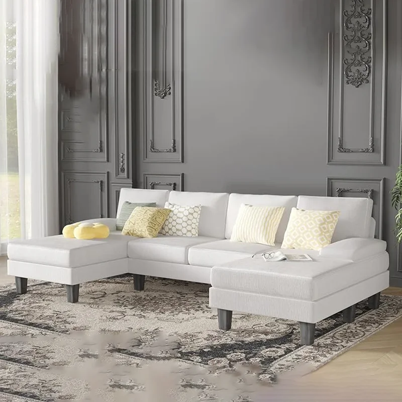 

Convertible Sectional Sofa U Shape Sofa,lazy Recliner Sofa Lounge Chair Modern Cotton Chenille Living Room Furniture Sofa Set