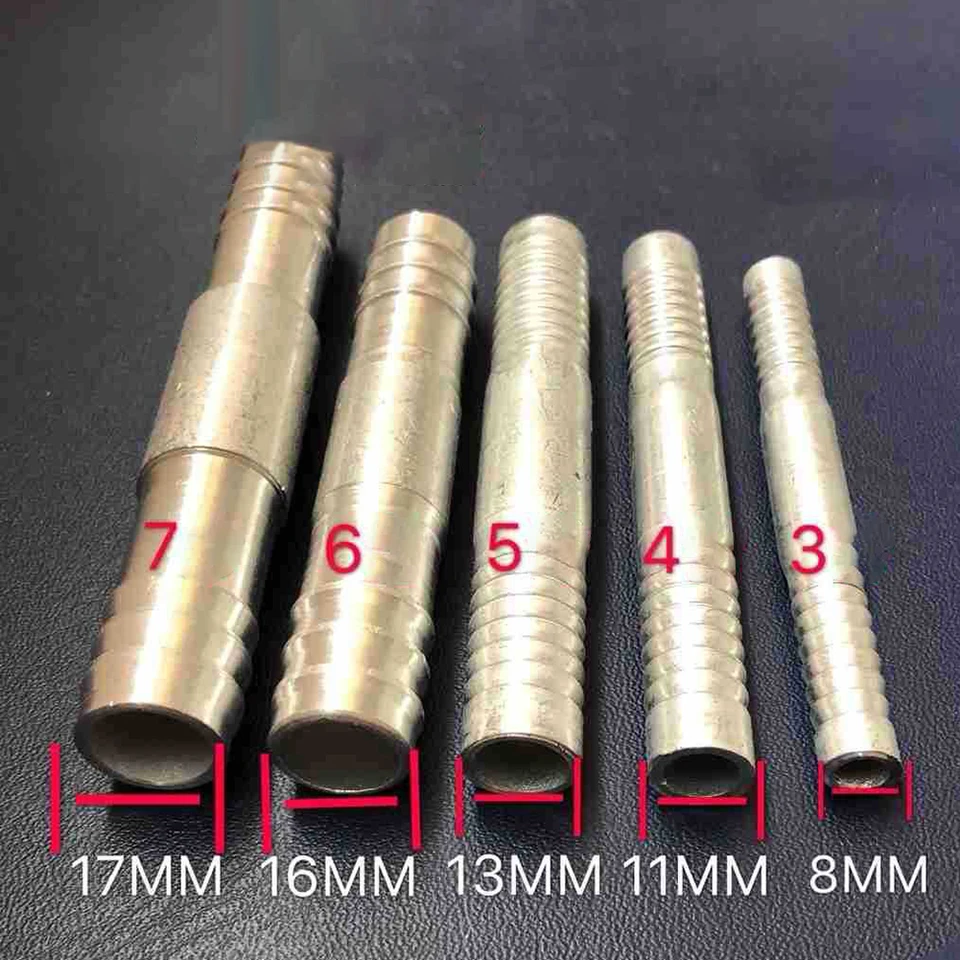 Set Of Automotive Air Conditioner Refrigerant Hose Fittings 3/8'' 1/2'' 5/8'' 3/4'' Aluminum Straight Push In Splice Connection A/C Hose Barb #6#8#10#12