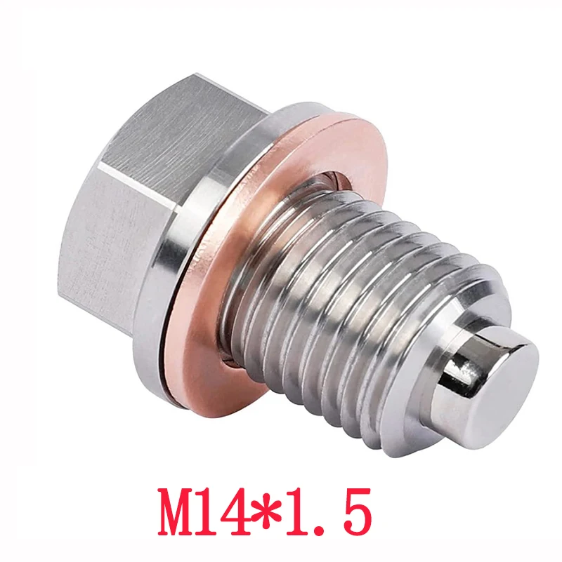 

M14 x 1.5 M12 M16 M18 M20 M24 Magnetic stainless steel Oil Drain Plug Sump Drain Nut Bolt with 1 Copper Gasket