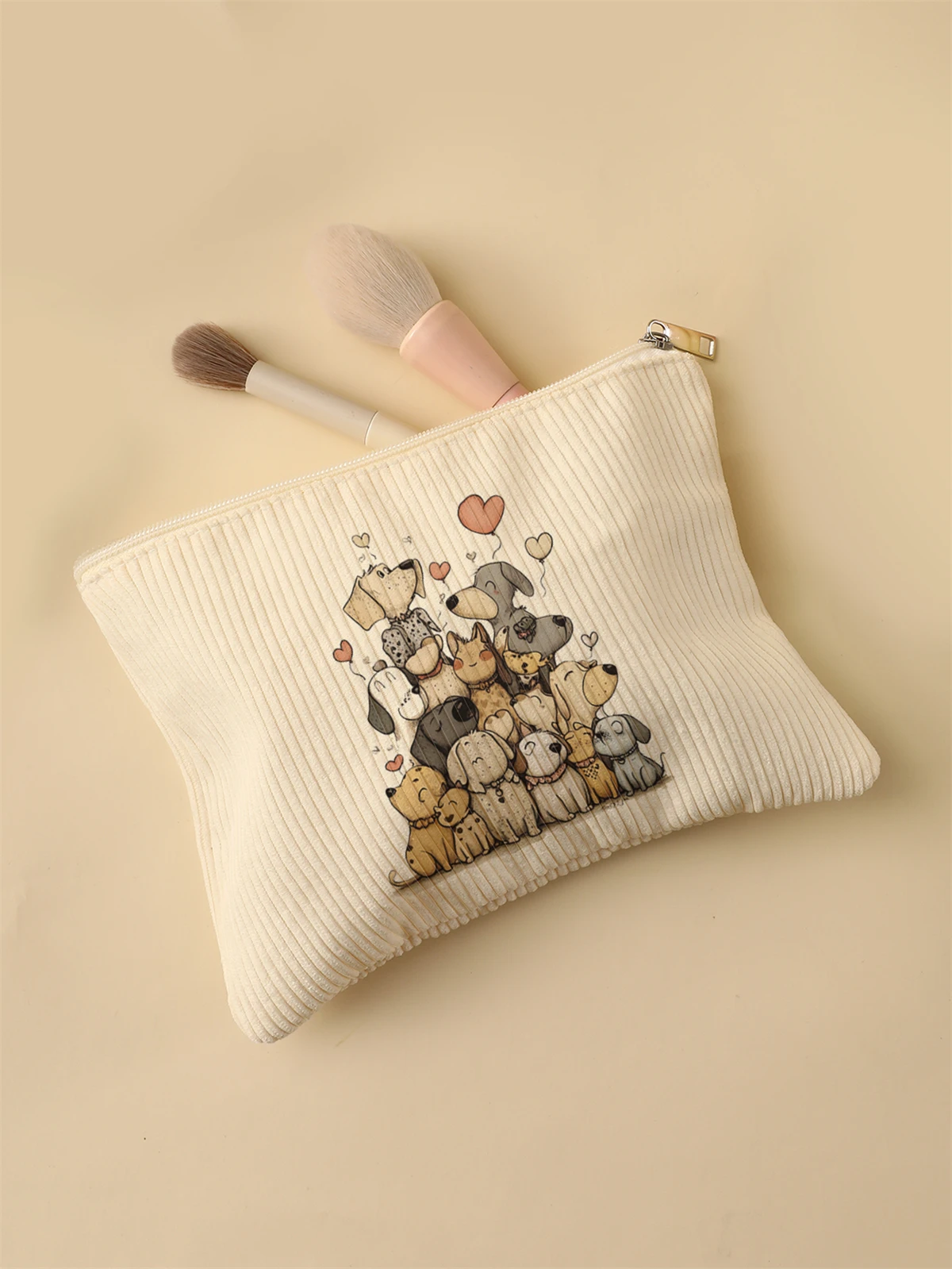 Corduroy Travel Cosmetic Bag Portable Makeup Storage Bag Purses Women Large Capacity Zipper Make Up Organizer Storage Clutch