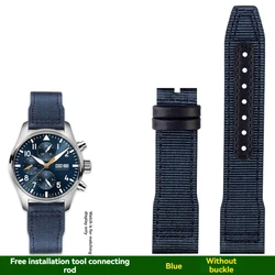 Premium Outdoor Sports Nylon Canvas Watch Strap for Men - Fits IWC Pilot XVIII Spitfire Series (Blue without buckle)