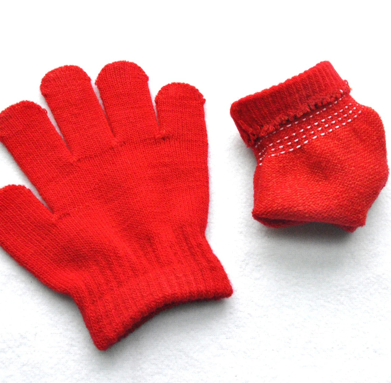 Children Knitted Gloves Winter Kids Kindergarten Student Solid Furry Full Finger Mittens Writing Warmer Hand For 3-7 Years Old 6