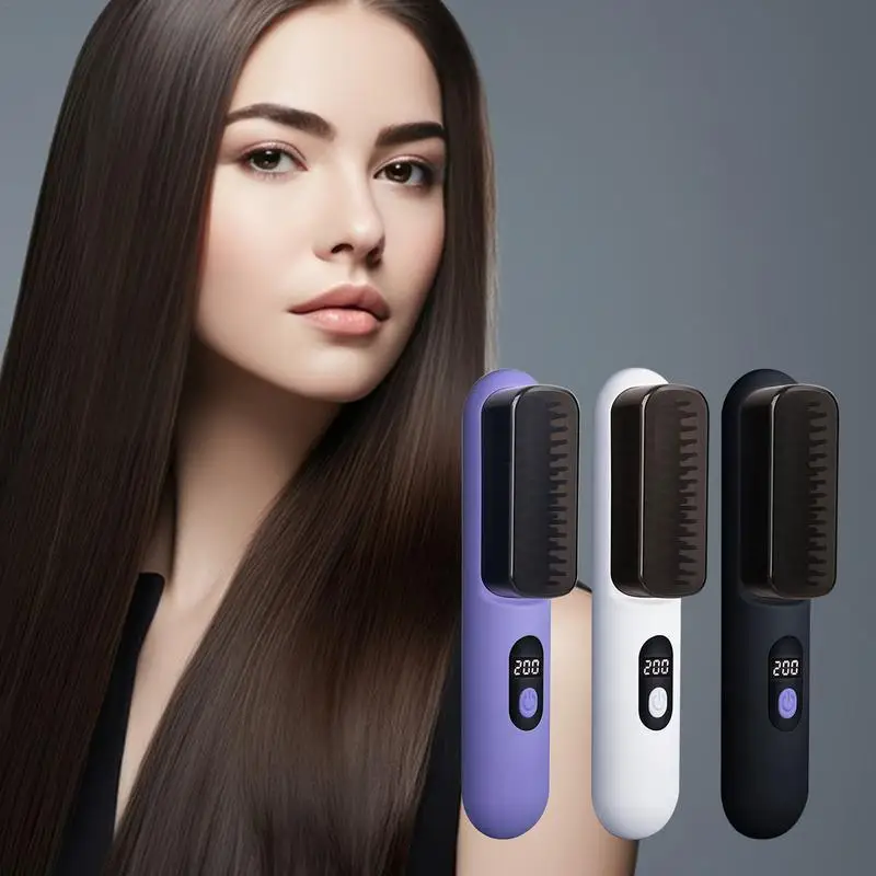 Mini Hair Straightener Hot Comb Hair Styling Tools Hair Brush Straightener Comb 3-Speed Hot-Air Brushes Frizz Free Hair Styling 6pcs set car a c radiator condenser air conditioner plastic fin repair comb set cooler straightener cleaning tools