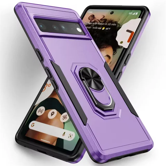 Rugged Military Heavy-Duty Magnetic Ring Stand Phone Case - Shockproof Matte Defender Cover
