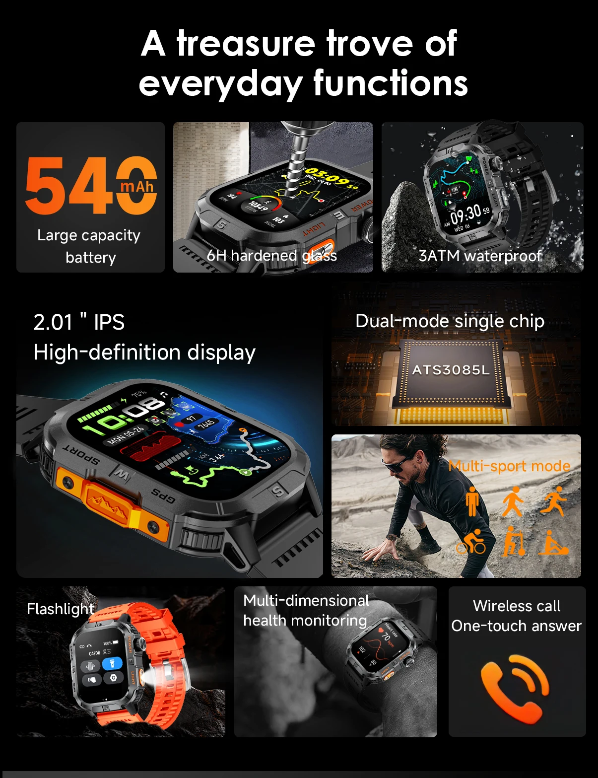 Professionelle Outdoor Gps Smartwatch Mit Kompass Und Bluetooth_voghion.com