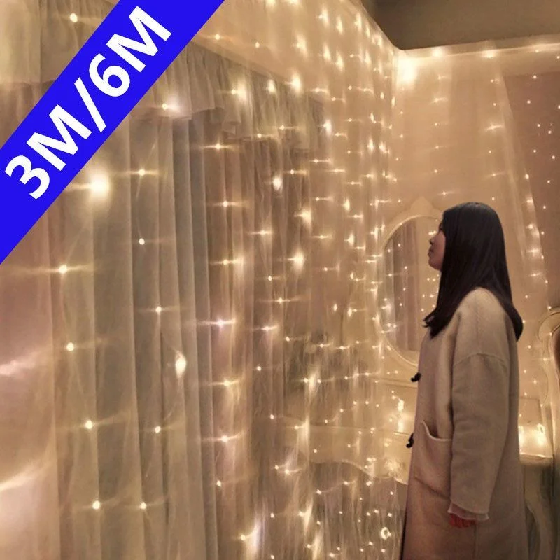 

6M LED Curtain Garland String Lights Christmas Decoration USB Remote Control Fairy Lights Holiday Lighting Party Wedding Decor