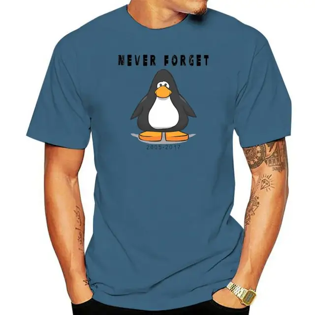 Clube pinguim nunca se esqueça t camisa clube pinguim clube nunca se  esqueça de fechar meme clubpenguin online jogo de internet - AliExpress