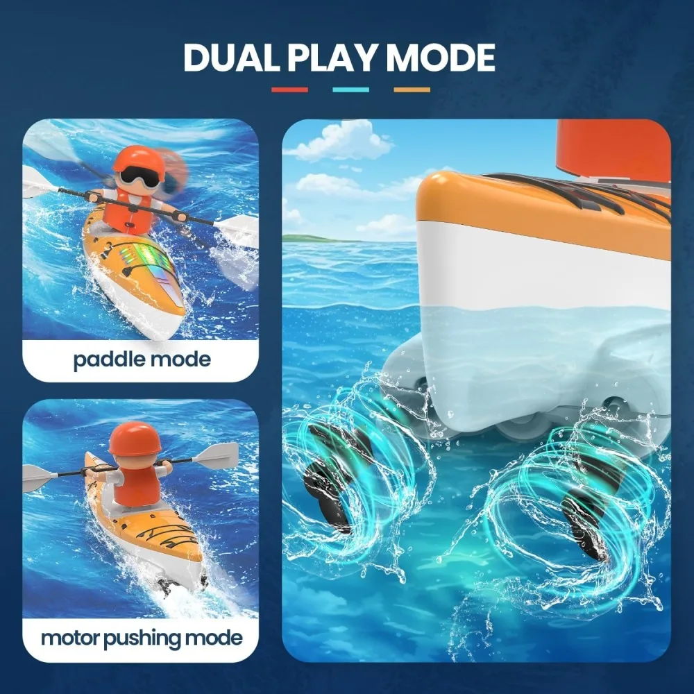 Remote Control Boat RC Kayak Boat 2.4 Ghz Remote Control Boat Toy With Colorful LED Lights For Lake Pool Gifts For Boys Girls
