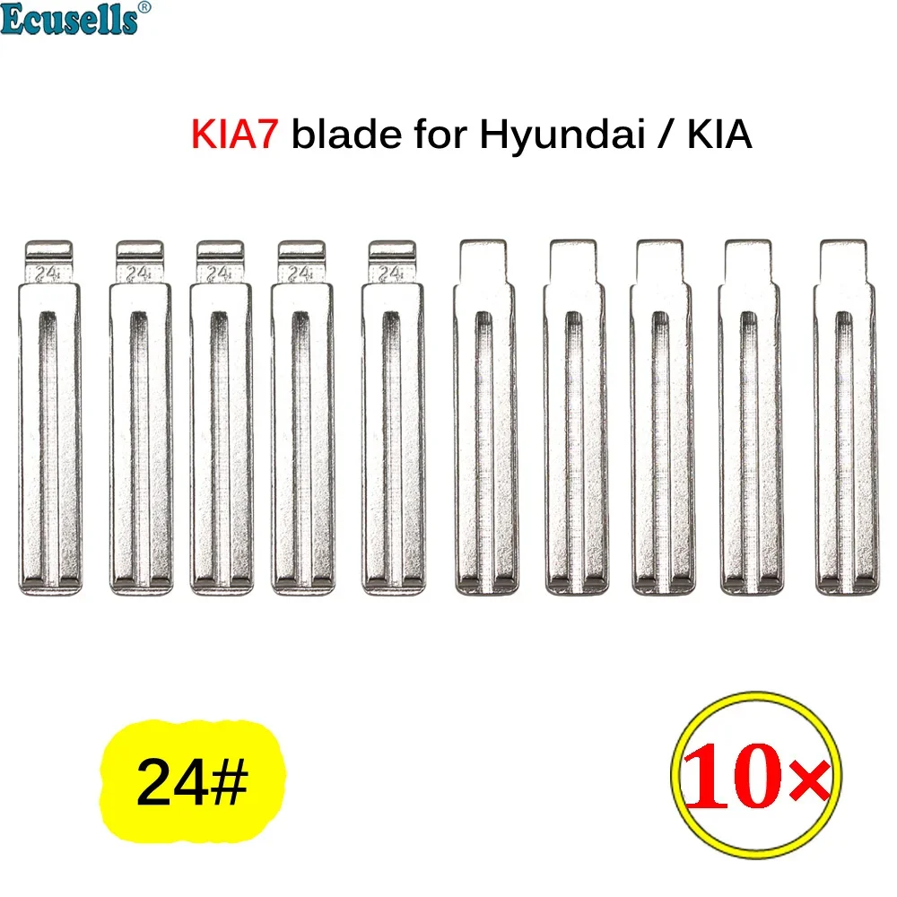 NO.24 Metal KIA7 Uncut Flip Key Blade Blank for For Hyundai Elantra Equus Genesis I30 I45 IX35 Sonata Tucson KIA RIO 10pcs/lot car key