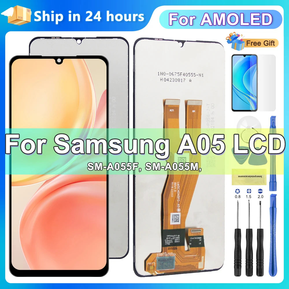 

6.7" AMOLED For Samsung Galaxy A05 LCD with frame Display Touch Screen Digitizer For Samsung A05 A055 A055F Display Replacement