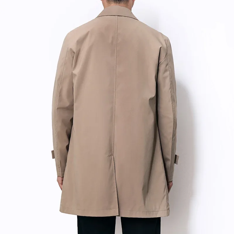 Men's Trench Coat Long Windbreaker Fashion Business Casual Loose Solid England Style Turn Down Collar Jackets