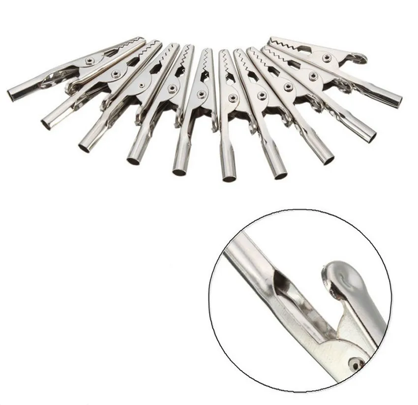 10PCS/Set Stainless Steel single prong Alligator Crocodile Electric Test Clips Cable Lead Screw Probe Clamps